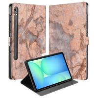 Samsung Galaxy Tab S10 FE | Tab S9 FE Tablet Hoesje Marmer Oranje met Standaard Samsung Galaxy Tab S10 FE | Tab S9 FE Tablet Hoesje Marmer Oranje met Standaard