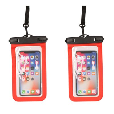 2x Stuks Bellatio Design waterdicht telefoonhoesje voor alle telefoons tot 6 inch rood
