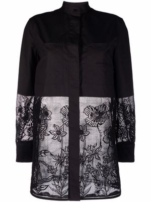 Ferragamo chemise à empiècement en dentelle - Noir
