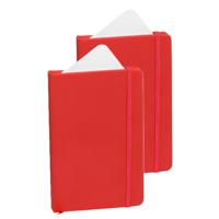 Notitieboekje met harde kaft en elastiek - 2x - rood - 9 x 14 cm - 100 blanco paginas