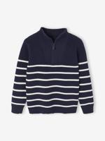 Gestreept sweater met lange mouwen voor jongens marineblauw