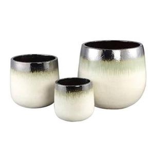 PTMD Bloempot Oliver - 49x49x44 cm - Keramiek - Creme - Set van 3