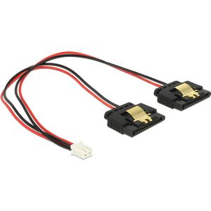 DeLOCK Power 2-pin female > 2 x SATA 15-pin splitterkabel 0,2 meter