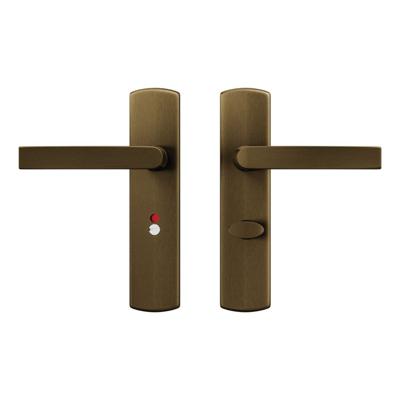 AXA AXA Curve klik deurkruk Blok op schild WC-/badkamersluiting 63/8 mm - aluminium/brons