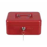 Geldkistje met 2 sleutels - rood - staal - muntbakje - 20 x 16 x 9 cm - inbraakbeveiliging
