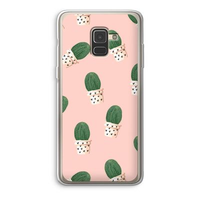 Cactusprint roze: Samsung Galaxy A8 (2018) Transparant Hoesje