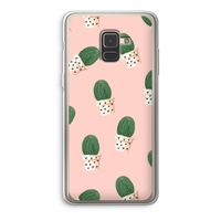 Cactusprint roze: Samsung Galaxy A8 (2018) Transparant Hoesje