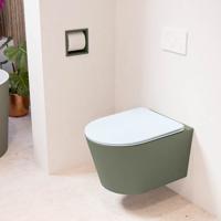 Wandcloset Mondiaz Lavie | Zonder spoelrand | Incl.Toiletzitting-Clay | Keramiek | Army (groen) Wandcloset Mondiaz Lavie | Zonder spoelrand | Incl.Toiletzitting-Clay | Keramiek | Army (groen)