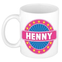 Henny voornaam koffiemok - beker - wit/roze - 300 ml - Cadeau - Dames - Collega - Moederdag