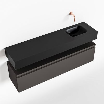 Toiletmeubel Mondiaz Andor | 120 cm | Meubelkleur Dark grey | Lex vrijhangend wastafel Urban Rechts | Zonder kraangat