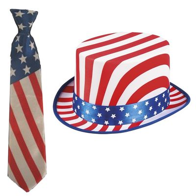 USA/Amerika verkleed thema set hoed en stropdas volwassenen