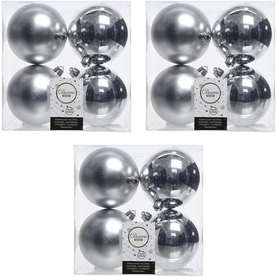 12x Zilveren kerstballen 10 cm kunststof mat/glans