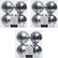 12x Zilveren kerstballen 10 cm kunststof mat/glans