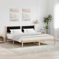 Bedframe met hoofdeinde Zwart 160 x 200 cm Massief grenenhout