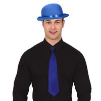 Verkleedkleding setje 2 delig - blauw - Engelse bolhoed met stropdas - voor heren - thumbnail