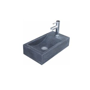 Fontein Sanilux Recto Mini Natuursteen 36x18x10 cm Antraciet (kraangat links)