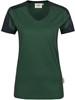 Hakro 190 Women's V-neck shirt Contrast MIKRALINAR® - Fir Green/Anthracite - XS