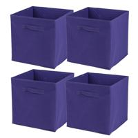 Opbergmand/kastmand Square Box - 4x - karton/kunststof - 29 liter - paars - 31 x 31 x 31 cm - thumbnail