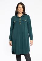 Yoek Polo-jurk Crepe | Groen | Maat 50/52 Yoek Polo-jurk Crepe | Groen | Maat 50/52