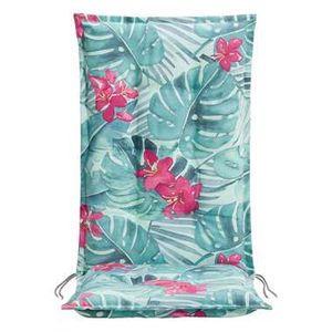 Le Sud terrasstoelkussen Tropical Flower - aqua - 123x50x8 cm - Leen Bakker