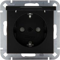 Kopp HK07 PURE mat zwart inbouw stopcontact RA met deksel + kinderbeveiliging - 4624650