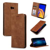 Retro huid feel Business magnetische horizontale Flip lederen case voor Samsung Galaxy J4 plus 2018 & J4 Prime (bruin)