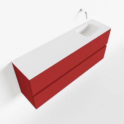 Toiletmeubel Mondiaz Ada | 120 cm | Meubelkleur Fire | Lex wastafel Talc Rechts | Zonder kraangat