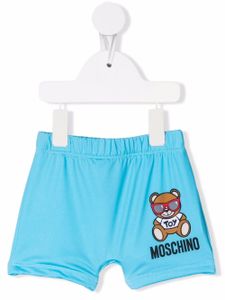 Moschino Kids short de bain à logo imprimé - Bleu