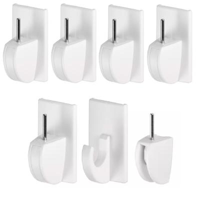 Tesa powerstrips ophanghaken - 4x - wit - kunststof - 4 x 2,2 cm - gordijnrails