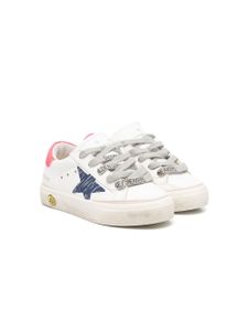 Golden Goose Kids baskets en cuir à logo imprimé - Blanc