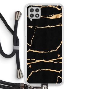 Gouden marmer: Samsung Galaxy A22 4G Transparant Hoesje met koord