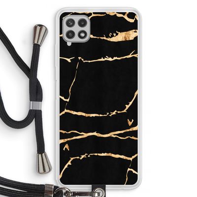 Gouden marmer: Samsung Galaxy A22 4G Transparant Hoesje met koord