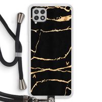 Gouden marmer: Samsung Galaxy A22 4G Transparant Hoesje met koord