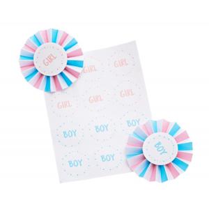 Chaks Baby Gender Reveal stickers en badges - roze/blauw - Team Boy or Girl -  baby party