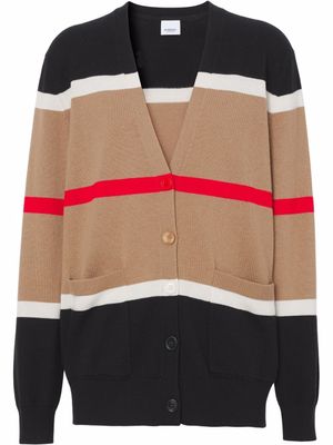 Burberry cardigan à bande Icon - Marron