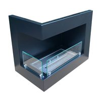 Hoek bio-ethanol haard met glas - links