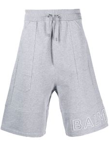 Balmain bermuda en coton à logo imprimé - Gris