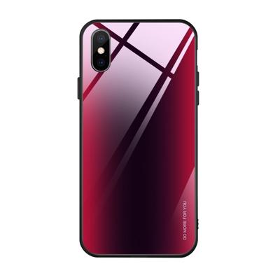 Mocolo gradiënt kleur glas telefoon Case voor iPhone X/XS (donkerrood zwart)
