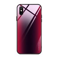 Mocolo gradiënt kleur glas telefoon Case voor iPhone X/XS (donkerrood zwart)