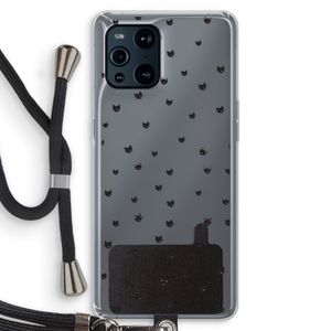 Kleine kattenkopjes: Oppo Find X3 Transparant Hoesje met koord