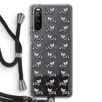 Zwarte poes: Sony Sony Xperia 10 III Transparant Hoesje met koord