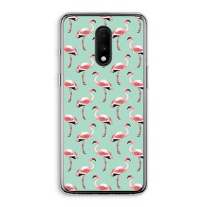 Flamingoprint groen: OnePlus 7 Transparant Hoesje