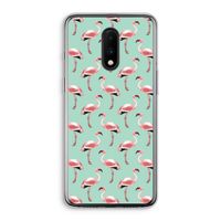 Flamingoprint groen: OnePlus 7 Transparant Hoesje