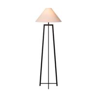 Atmooz Leoni - Staande Lamp - Zwart - Witte Linnen Lampenkap - 170 cm