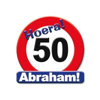 Huldeschild Abraham 50 jaar - Verkeersbord/stopbord - 50 x 50 cm - Feestartikelen/versiering