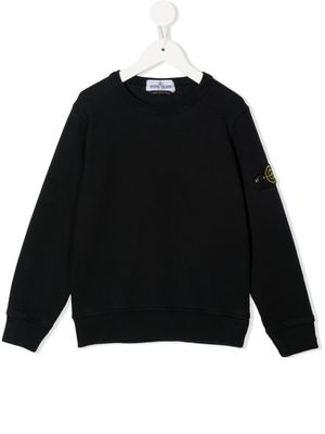 Stone Island Junior sweat à patch logo - Bleu