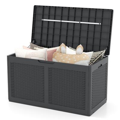 380 L Tuinbox met Wielen Waterdichte Kussenbox incl Deksel Opbergbox Grijs