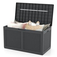 380 L Tuinbox met Wielen Waterdichte Kussenbox incl Deksel Opbergbox Grijs