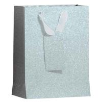 Cadeautas ig group zilver glitter 175x98x229mm | 12 stuks