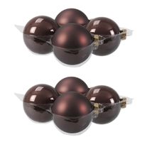 8x stuks glazen kerstballen donkerbruin (chestnut) 10 cm mat/glans